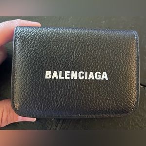 Balenciaga mini cash logo leather wallet
